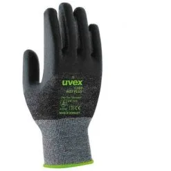 Gants Uvex C300 Wet Taille 11, XL, Résistant Aux Coupures, Noir/gris ( Prix Pour 1 Paire )